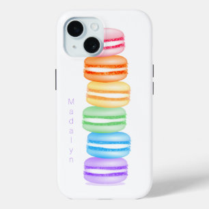 cute colourful stack of macarons personalised iPhone 15 case