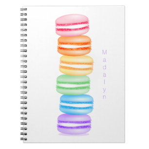 cute colourful stack of macarons personalised notebook