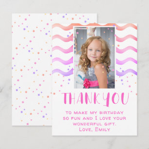 Cute Colourful Star Birthday Thank you Girl Photo Postcard