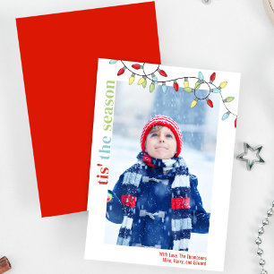 Cute Colourful String Lights Christmas Photo Holiday Card