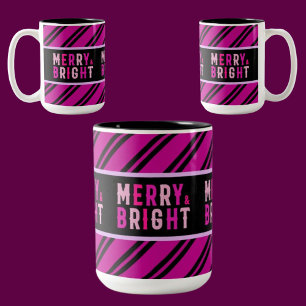 Cute Colourful Striped Pattern, Christmas Gift Two-Tone Coffee Mug