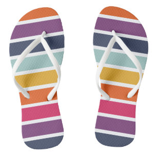 Cute Colourful Striped Pattern  Thongs