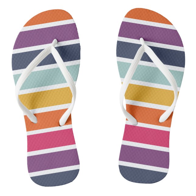 Cute Colourful Striped Pattern  Thongs (Footbed)