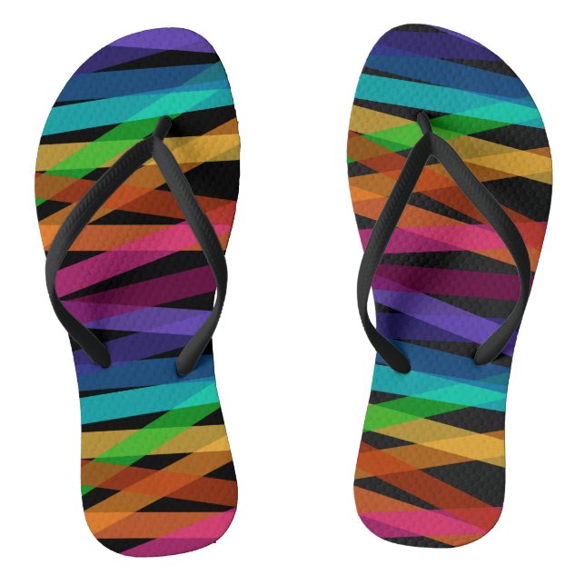 Cute Colourful Striped Pattern  Thongs (Footbed)