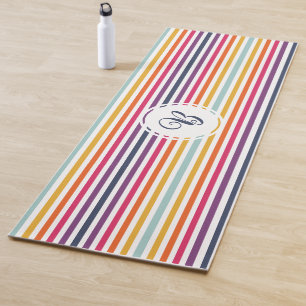 Cute Colourful Striped Pattern Yoga Mat