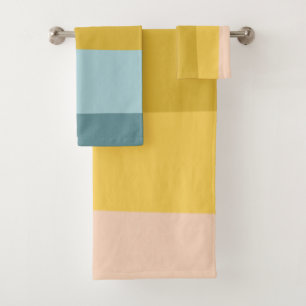 Cute Colourful Stripes Colour Block in Pastel Blue Bath Towel Set