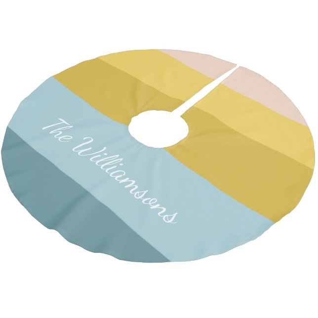 Cute Colourful Stripes Colour Block Pastel Name Brushed Polyester Tree Skirt (Angled)