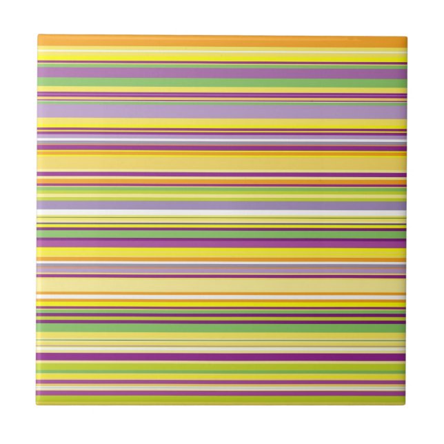 Cute colourful stripes design ceramic tile (Front)