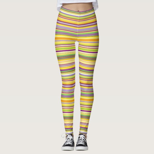 Cute colourful stripes design leggings (Front)