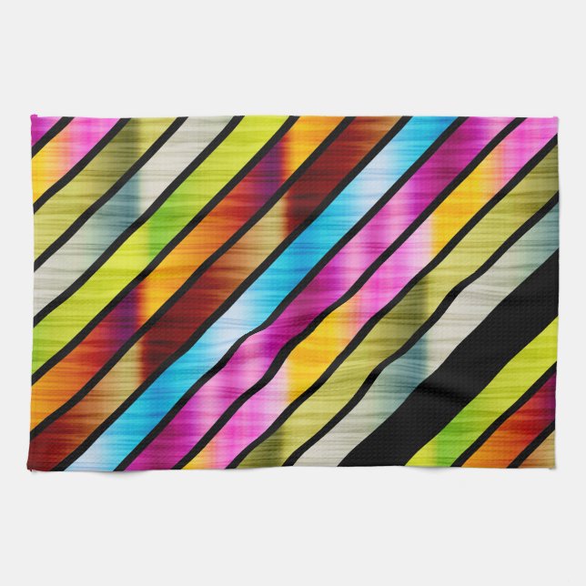 Cute colourful stripes tea towel (Horizontal)