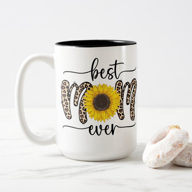 Cute Colourful Succulent Cactus Pattern Two-Tone Coffee Mug (With Donut)