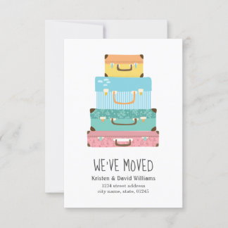Cute Colourful Suitcase We have Moved Moving Announcement