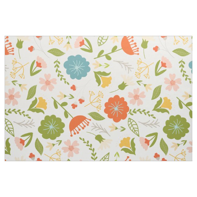 Cute Colourful Summer Flowers Seamless Pattern Fabric (Yard)