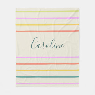 Cute Colourful Summer Stripes Personalised   Fleece Blanket