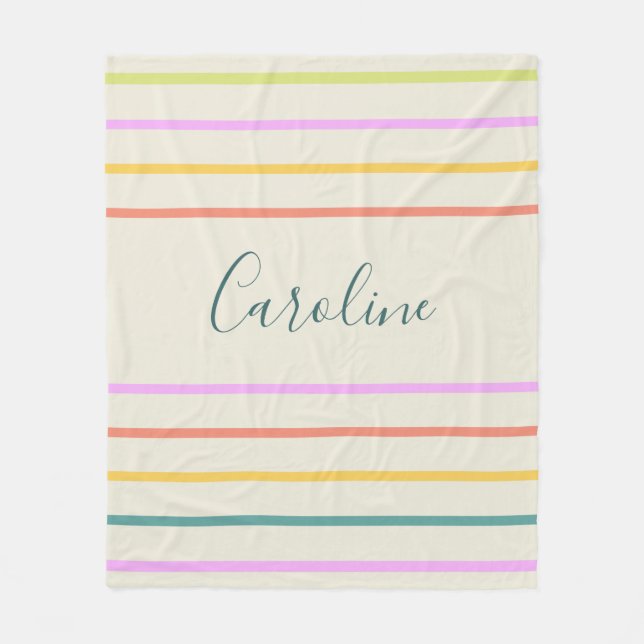 Cute Colourful Summer Stripes Personalised   Fleece Blanket (Front)