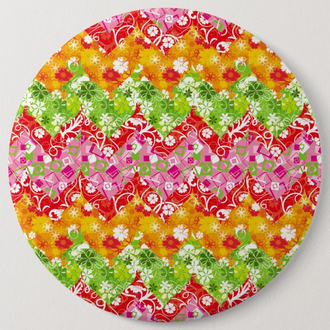 Cute colourful summer zigzag pattern 6 cm round badge (Front)