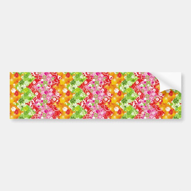 Cute colourful summer zigzag pattern bumper sticker (Front)