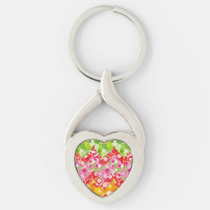 Cute colourful summer zigzag pattern key ring