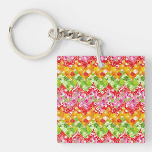 Cute colourful summer zigzag pattern key ring
