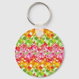 Cute colourful summer zigzag pattern key ring