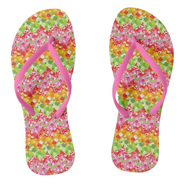 Cute colourful summer zigzag pattern thongs (Footbed)