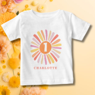 Cute Colourful Sunshine 1st Birthday Personalised Baby T-Shirt