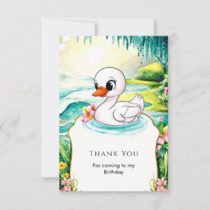 Cute Colourful Swan Birthday Thank You Card