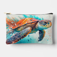 Cute Colourful Swimming Sea Turtle
