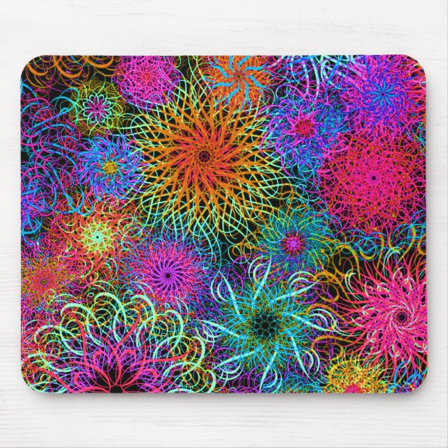 Cute colourful swirl pattern mouse pad (Front)