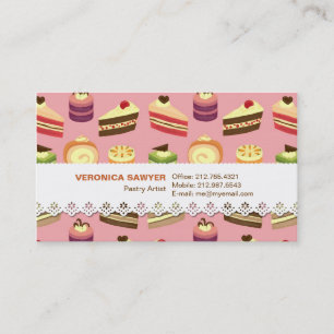 Cute Colourful Tea Cakes Illustration Pattern Business Card