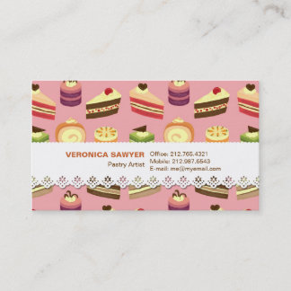 Cute Colourful Tea Cakes Illustration Pattern Business Card