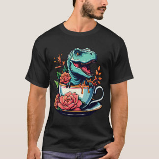 Cute Colourful Tea Rex With Flowers T-Shirt