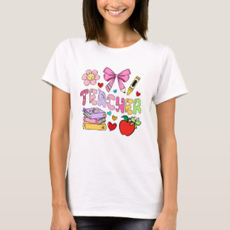 Cute Colourful Teacher Typography T-Shirt