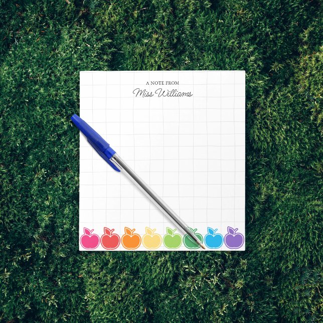 Cute Colourful Teacher's Apple Personalised Name Notepad (Creator Uploaded)