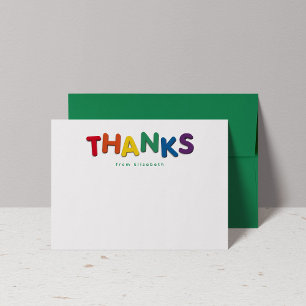 Cute colourful thanks personalised  thank you card