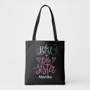 Cute Colourful The Best Big Sister Hand Lettered  Tote Bag
