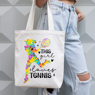 Cute & Colourful This Girl Loves Tennis  Tote Bag