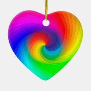 Cute Colourful Tie Dye Rainbow Swirl Art Pattern Ceramic Ornament
