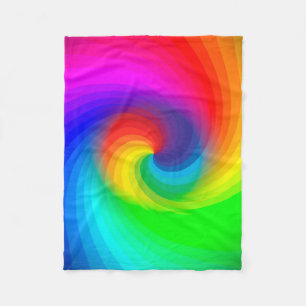 Cute Colourful Tie Dye Rainbow Swirl Art Pattern Fleece Blanket