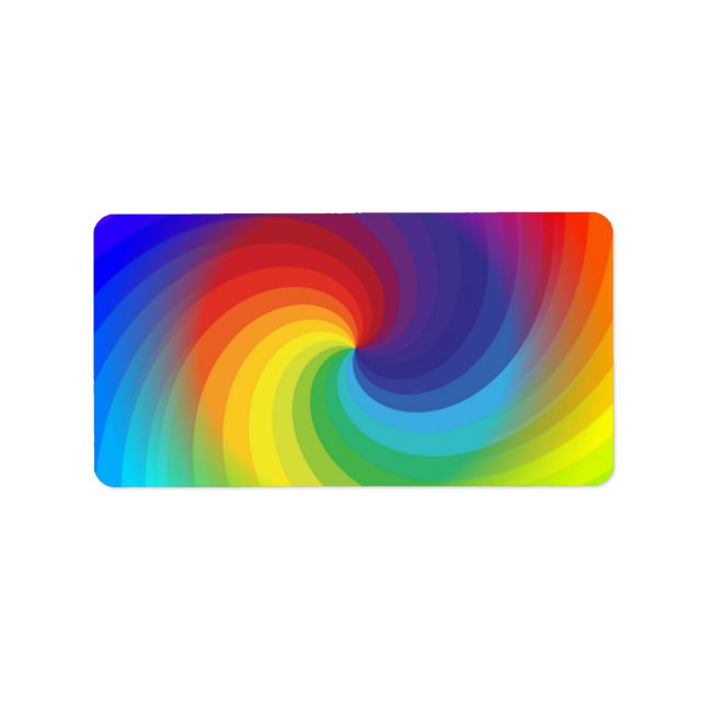 Cute Colourful Tie Dye Rainbow Swirl Art Pattern Label (Front)