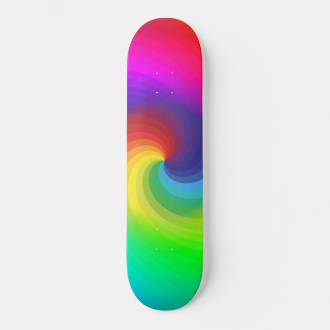 Cute Colourful Tie Dye Rainbow Swirl Art Pattern Skateboard (Front)
