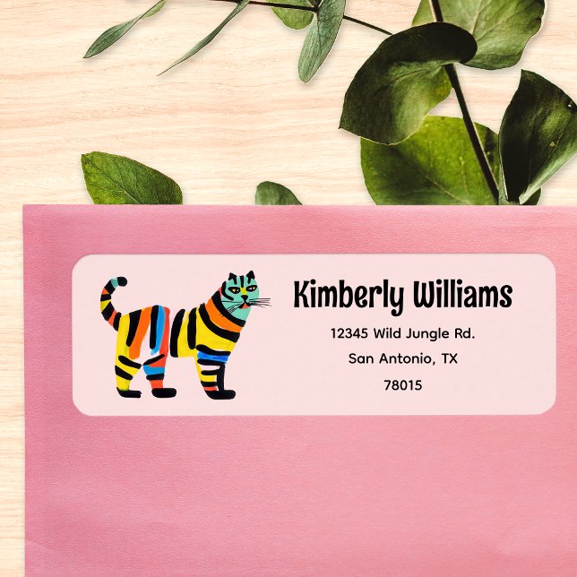 Cute Colourful Tiger Jungle Cat Return Address Label (Creator Uploaded)