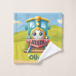 Cute Colourful Train Kids' Wash Cloth