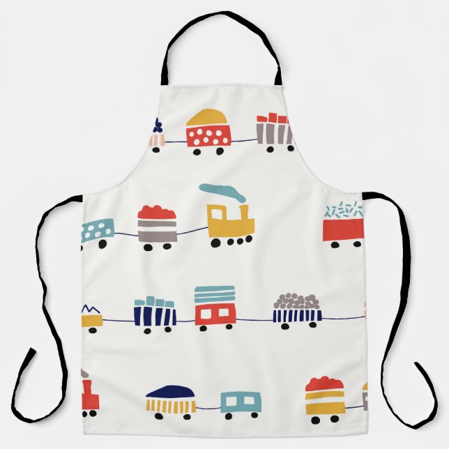 Cute, colourful trains seamless pattern. apron (Front)