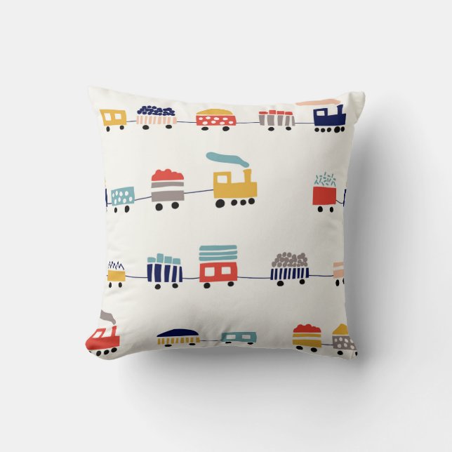 Cute, colourful trains seamless pattern. cushion (Front)
