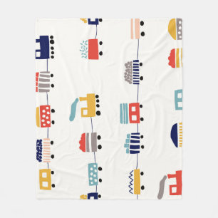 Cute, colourful trains seamless pattern. fleece blanket