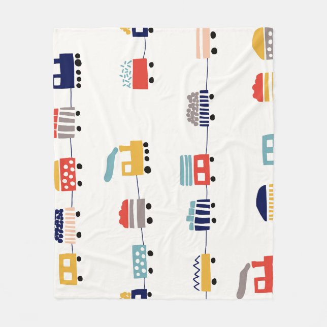 Cute, colourful trains seamless pattern. fleece blanket (Front)