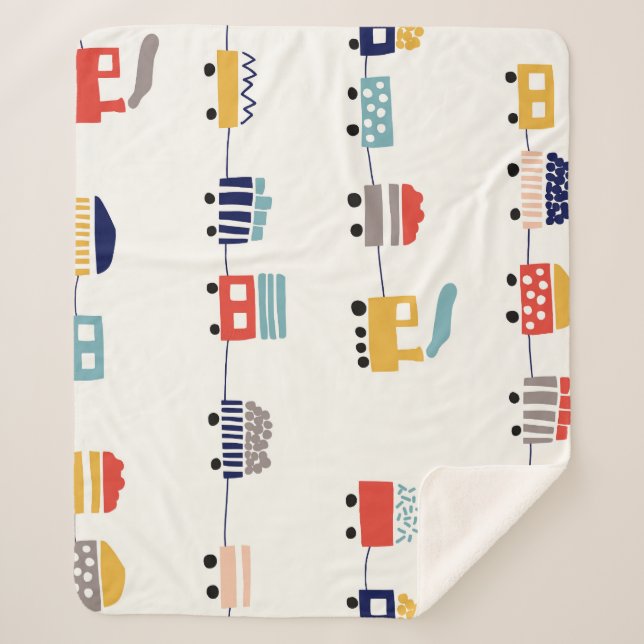 Cute, colourful trains seamless pattern. sherpa blanket (Front)