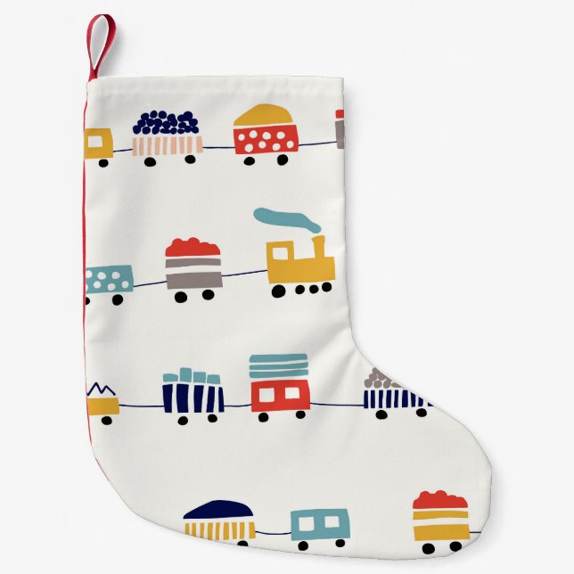 Cute, colourful trains seamless pattern. small christmas stocking (Front)