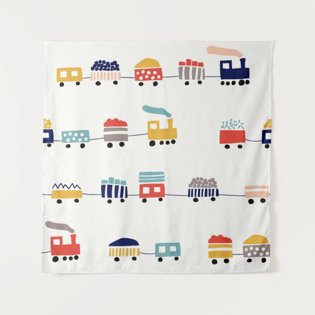 Cute, colourful trains seamless pattern. tapestry (Front)